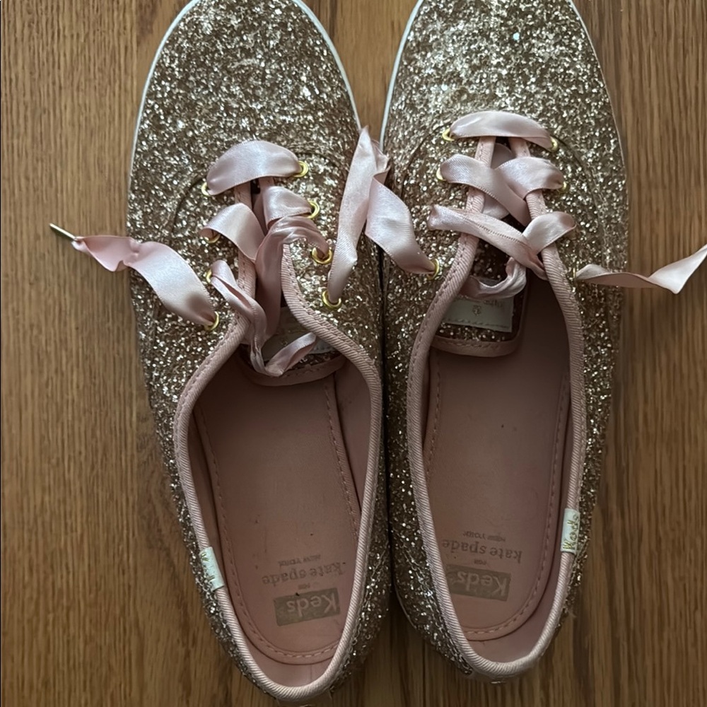Kate Spade Glittery Gold and Pink Sneakers 11W